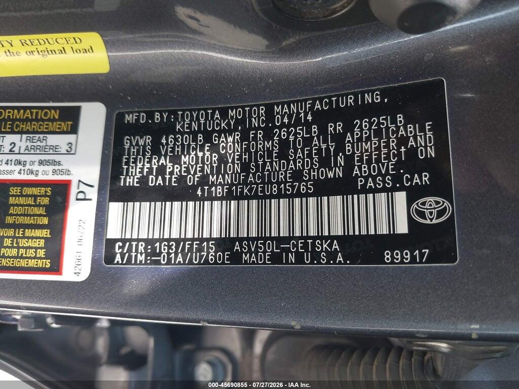 4T1BF1FK7EU815765 2014 TOYOTA CAMRY photo no. 9