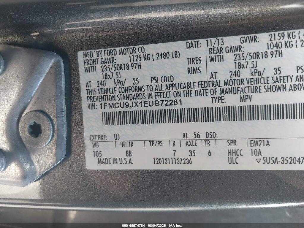 1FMCU9JX1EUB72261 2014 FORD ESCAPE photo no. 9