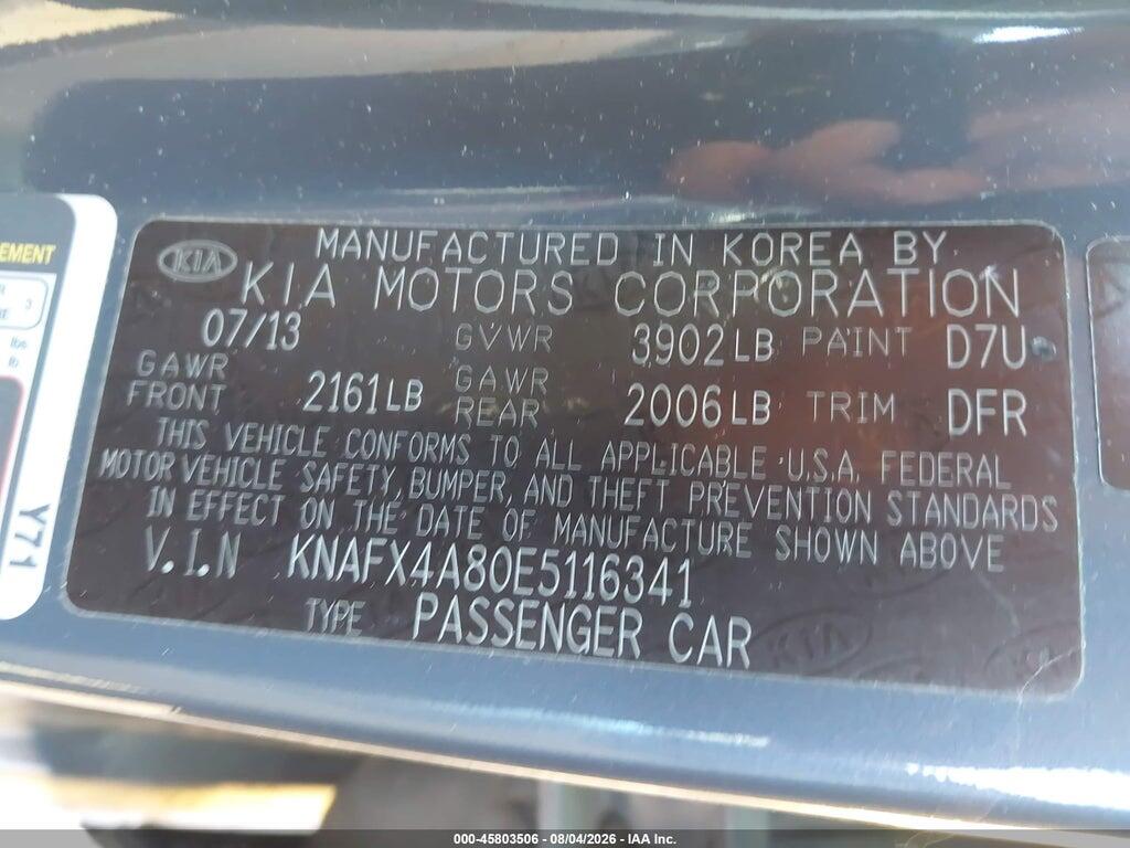 KNAFX4A80E5116341 2014 KIA FORTE photo no. 9