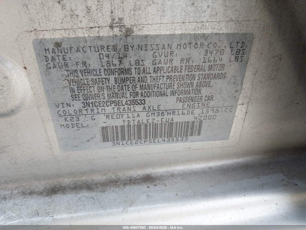 3N1CE2CP5EL435533 2014 NISSAN VERSA NOTE photo no. 9