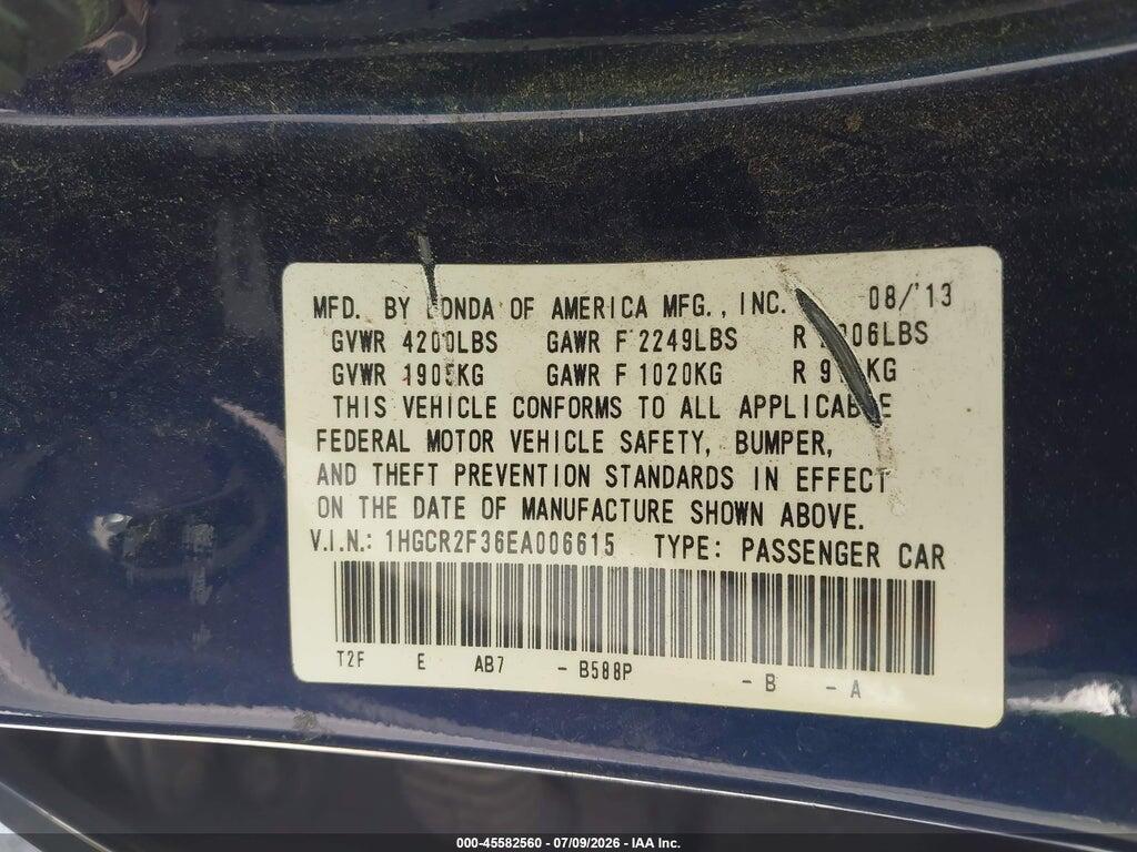 1HGCR2F36EA006615 2014 HONDA ACCORD photo no. 9