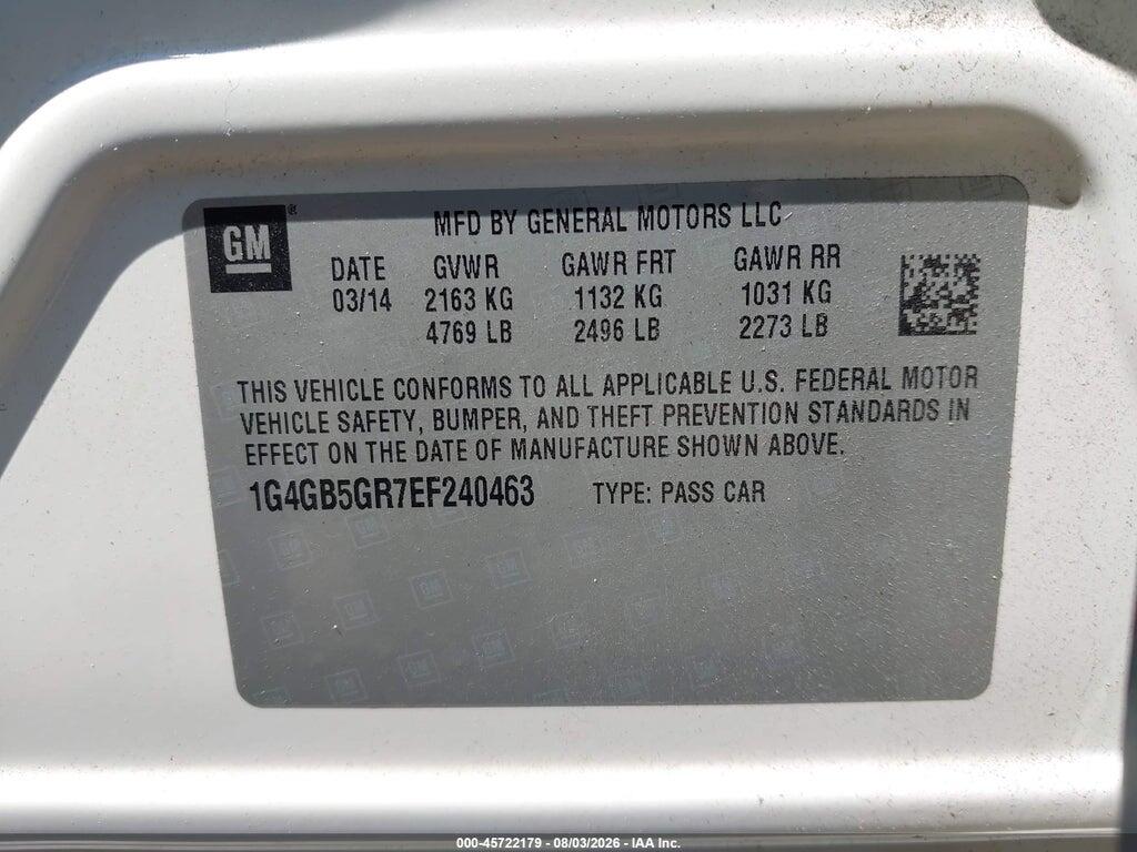 1G4GB5GR7EF240463 2014 BUICK LACROSSE photo no. 9
