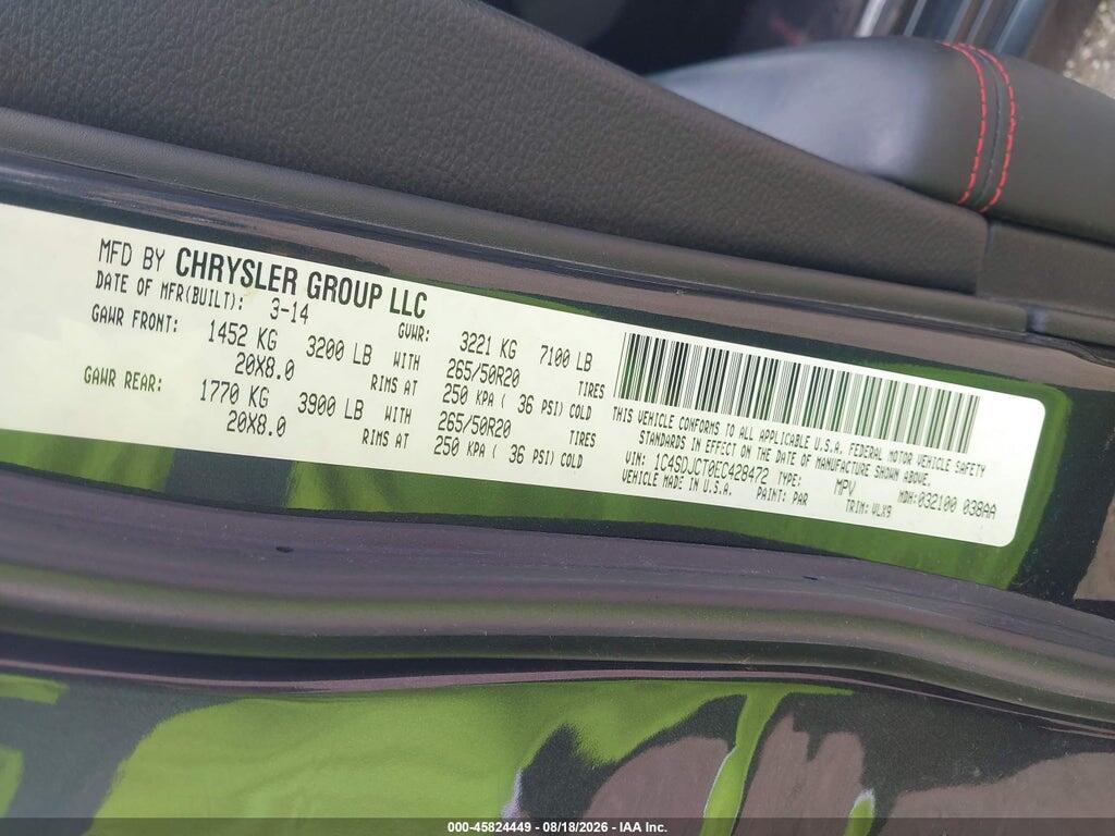 1C4SDJCT0EC428472 2014 DODGE DURANGO photo no. 9