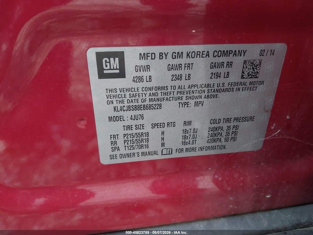 KL4CJBSB8EB685228 2014 BUICK ENCORE photo no. 9