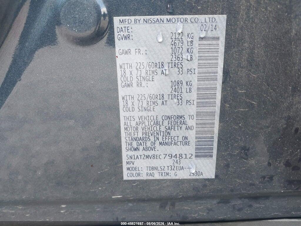 5N1AT2MV8EC794812 2014 NISSAN ROGUE photo no. 9