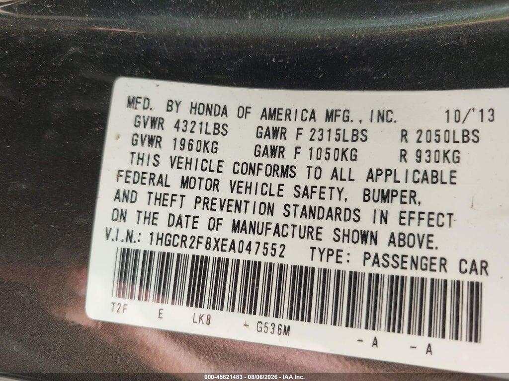 1HGCR2F8XEA047552 2014 HONDA ACCORD photo no. 9