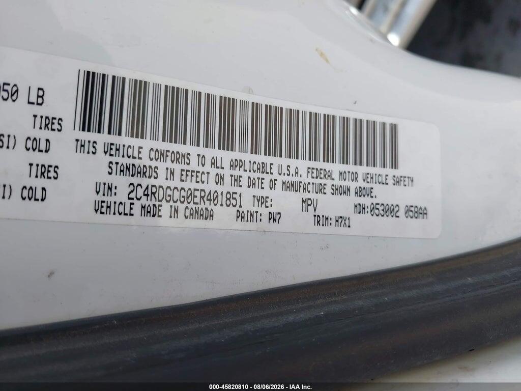 2C4RDGCG0ER401851 2014 DODGE GRAND CARAVAN photo no. 9