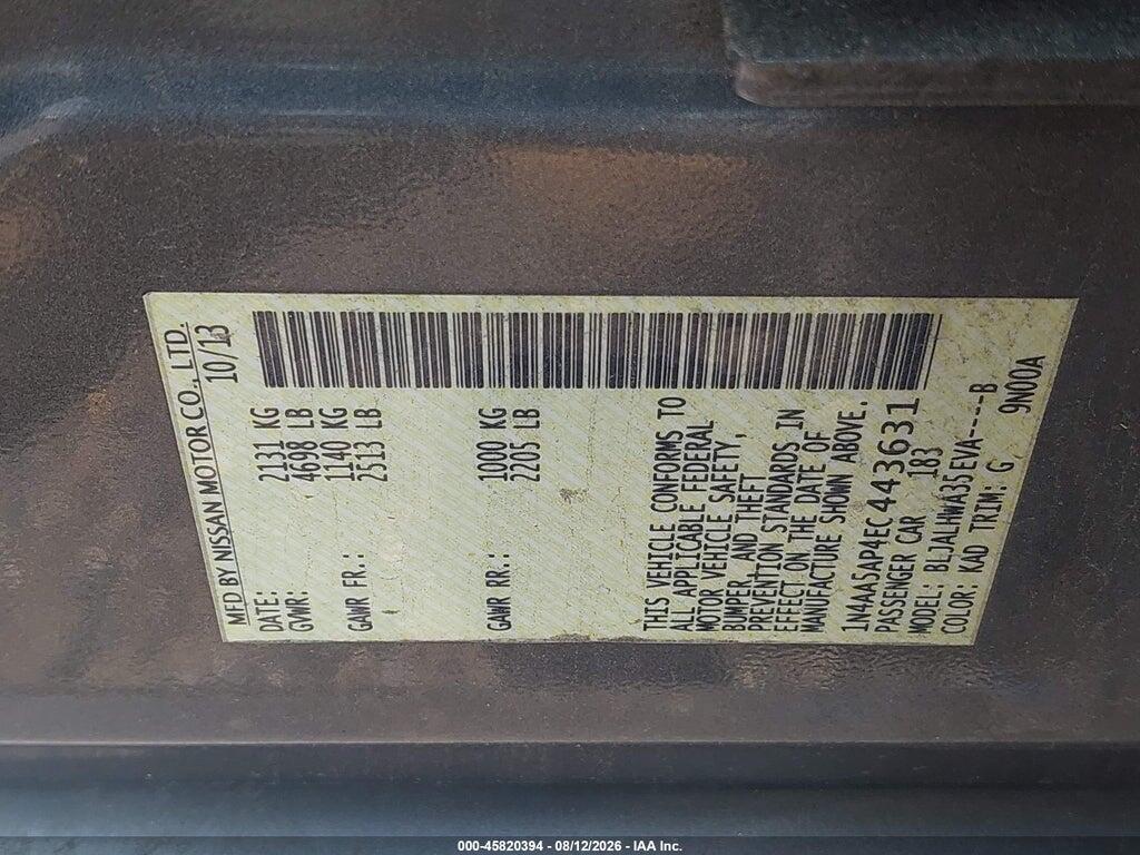 1N4AA5AP4EC443631 2014 NISSAN MAXIMA photo no. 9