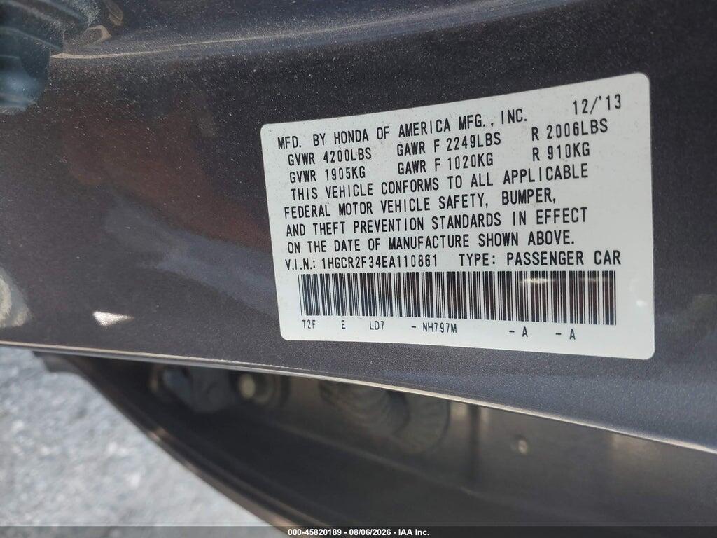 1HGCR2F34EA110861 2014 HONDA ACCORD photo no. 9