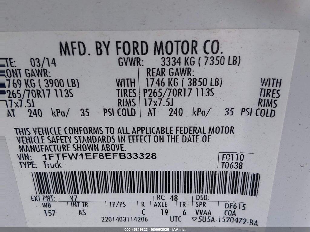 1FTFW1EF6EFB33328 2014 FORD F-150 photo no. 9
