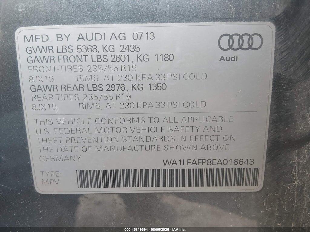 WA1LFAFP8EA016643 2014 AUDI Q5 photo no. 9