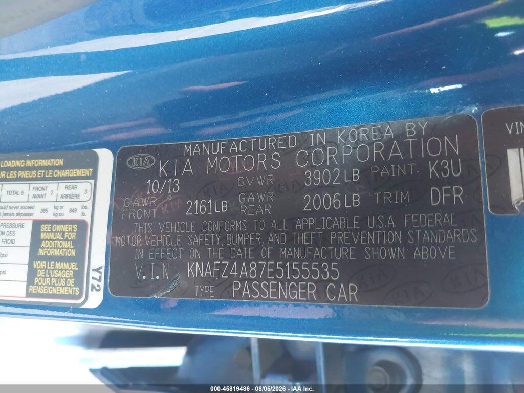 KNAFZ4A87E5155535 2014 KIA FORTE photo no. 9