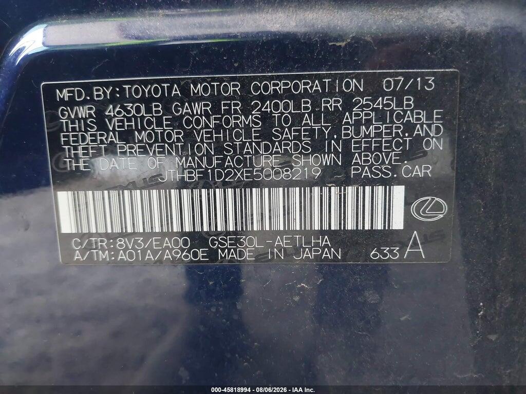 JTHBF1D2XE5008219 2014 LEXUS IS 250 photo no. 9