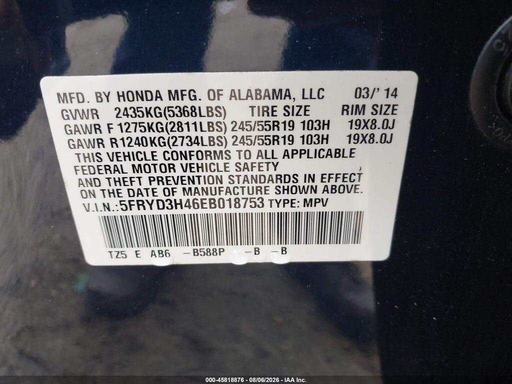 5FRYD3H46EB018753 2014 ACURA MDX photo no. 9