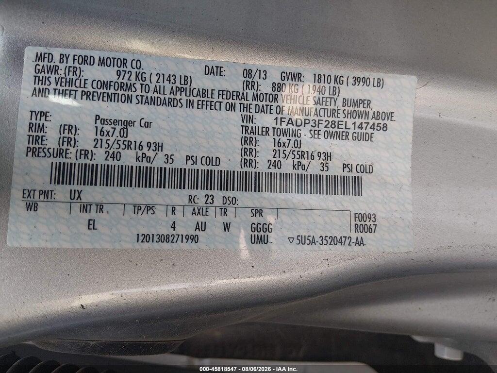 1FADP3F28EL147458 2014 FORD FOCUS photo no. 9