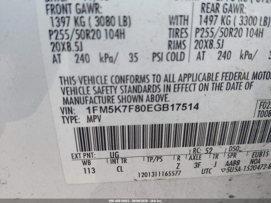 1FM5K7F80EGB17514 2014 FORD EXPLORER photo no. 9