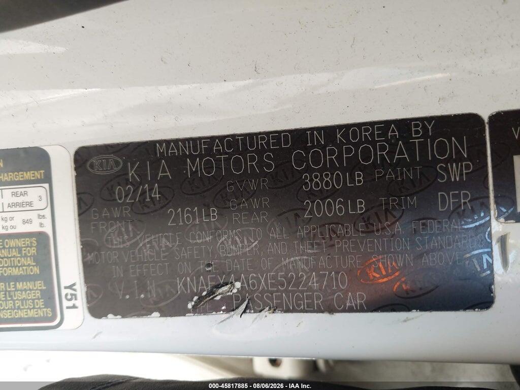 KNAFX4A6XE5224710 2014 KIA FORTE photo no. 9