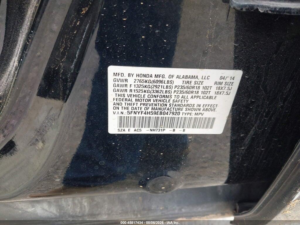 5FNYF4H59EB047920 2014 HONDA PILOT photo no. 9
