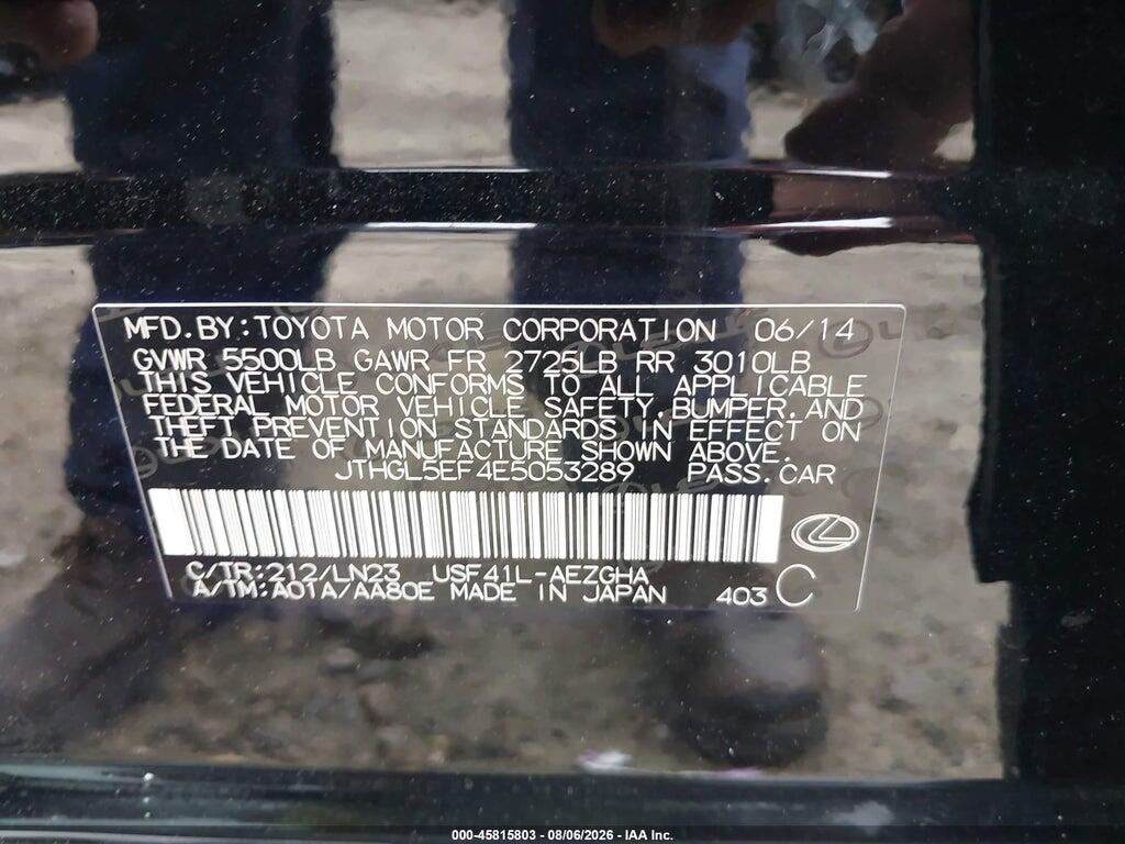 JTHGL5EF4E5053289 2014 LEXUS LS 460 photo no. 9