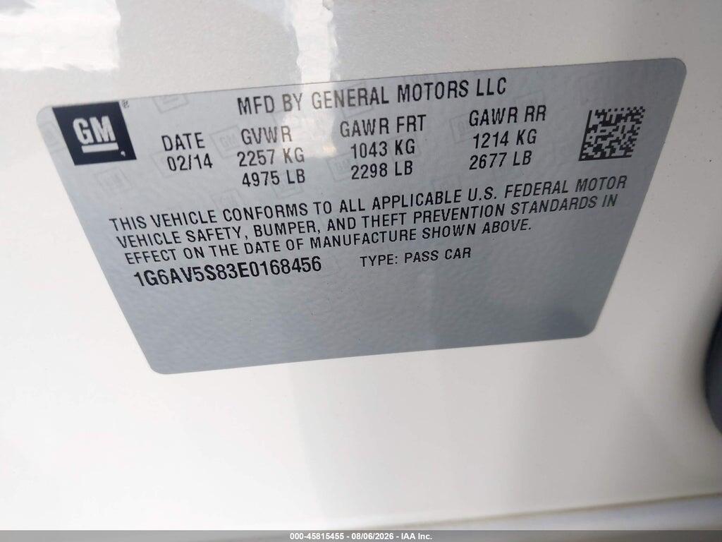 1G6AV5S83E0168456 2014 CADILLAC CTS photo no. 9