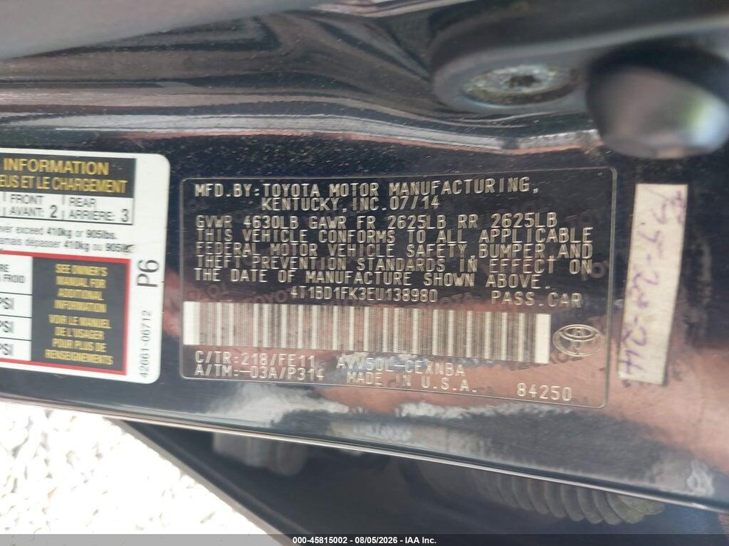 4T1BD1FK3EU138980 2014 TOYOTA CAMRY HYBRID photo no. 9