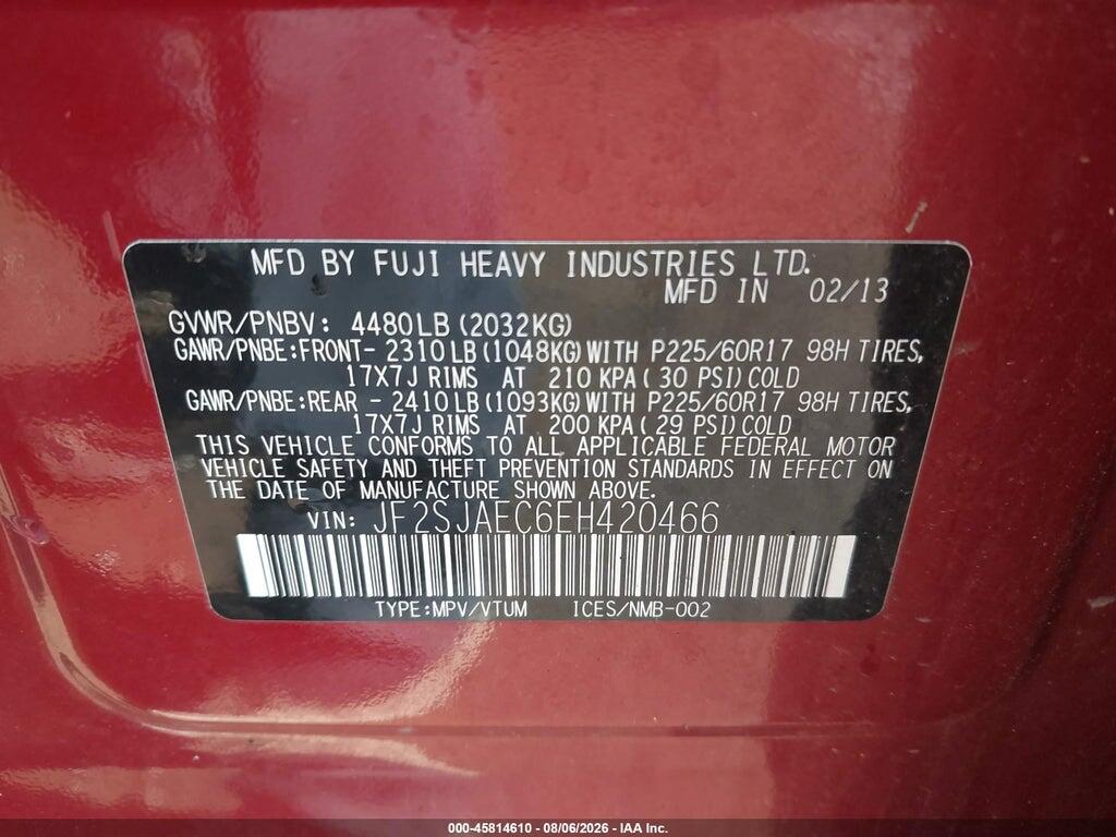JF2SJAEC6EH420466 2014 SUBARU FORESTER photo no. 9