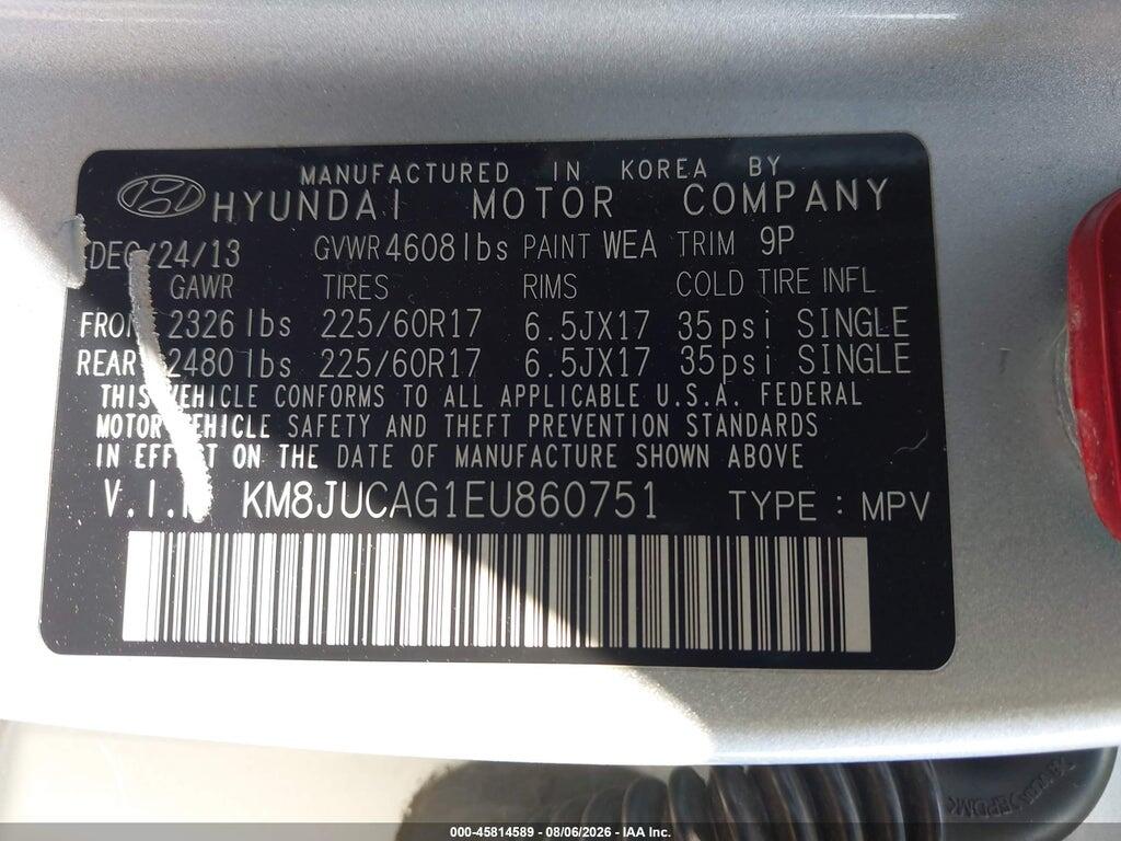 KM8JUCAG1EU860751 2014 HYUNDAI TUCSON photo no. 9