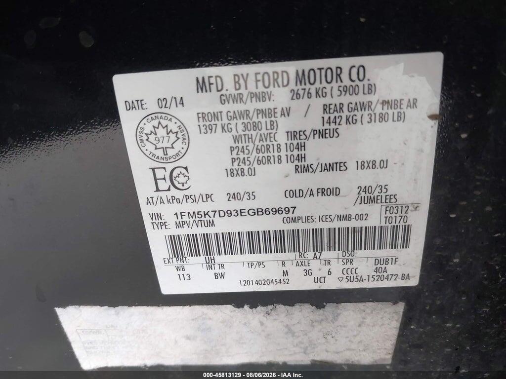 1FM5K7D93EGB69697 2014 FORD EXPLORER photo no. 9
