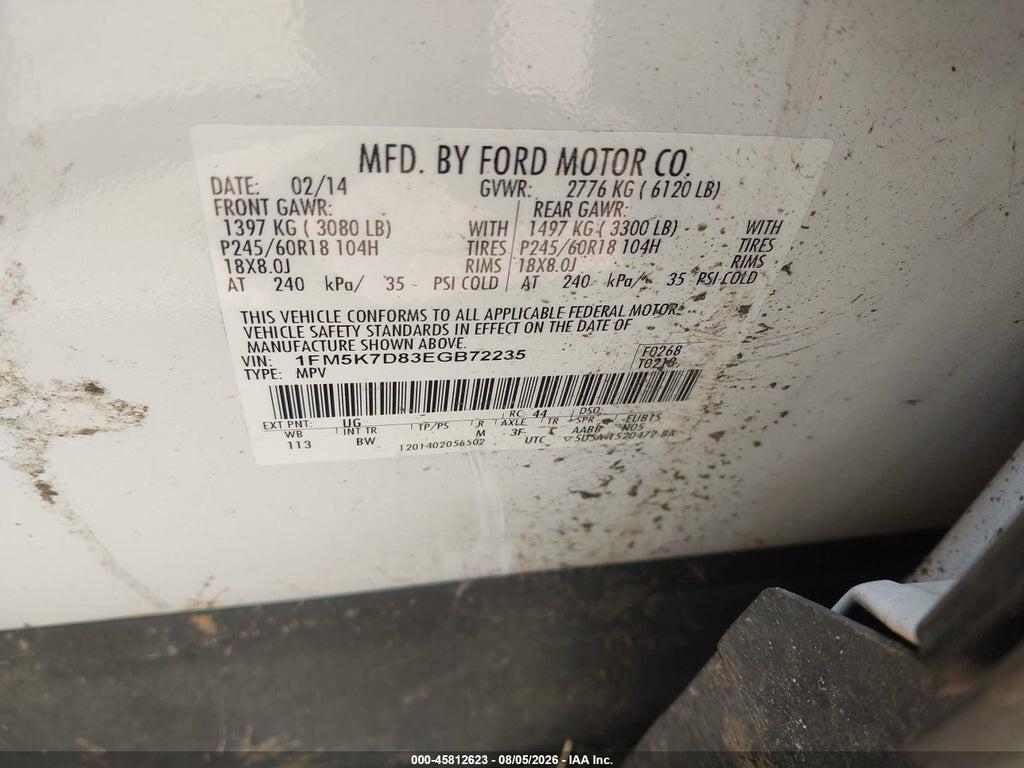 1FM5K7D83EGB72235 2014 FORD EXPLORER photo no. 9