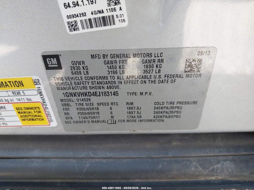 1GNKVHKD4EJ183145 2014 CHEVROLET TRAVERSE photo no. 9