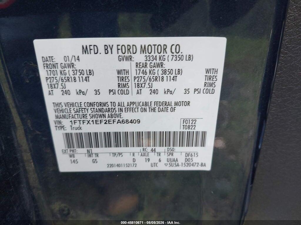 1FTFX1EF2EFA68409 2014 FORD F-150 photo no. 9