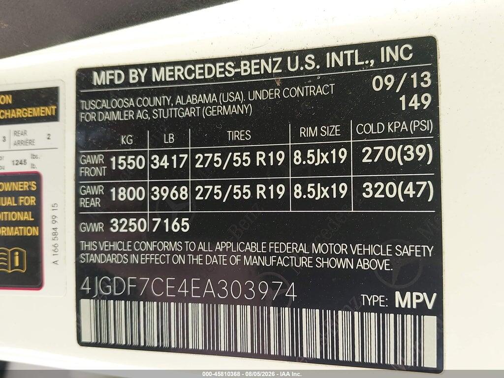 4JGDF7CE4EA303974 2014 MERCEDES-BENZ GL 450 photo no. 9