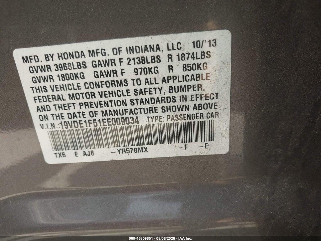 19VDE1F51EE009034 2014 ACURA ILX photo no. 9