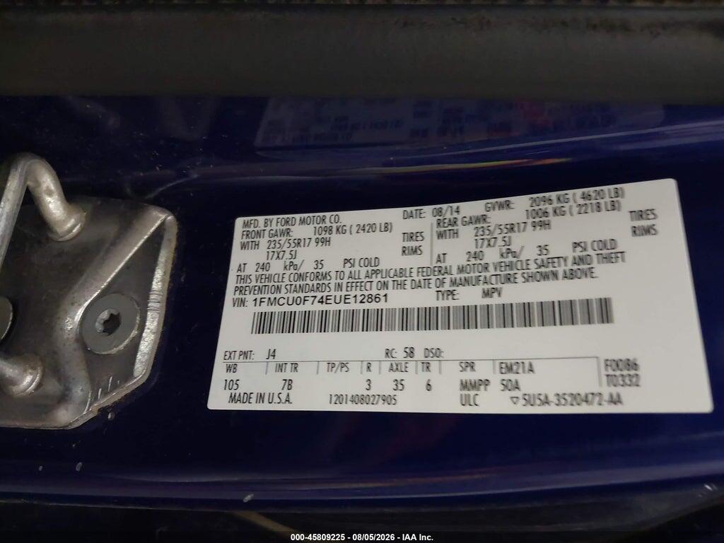 1FMCU0F74EUE12861 2014 FORD ESCAPE photo no. 9