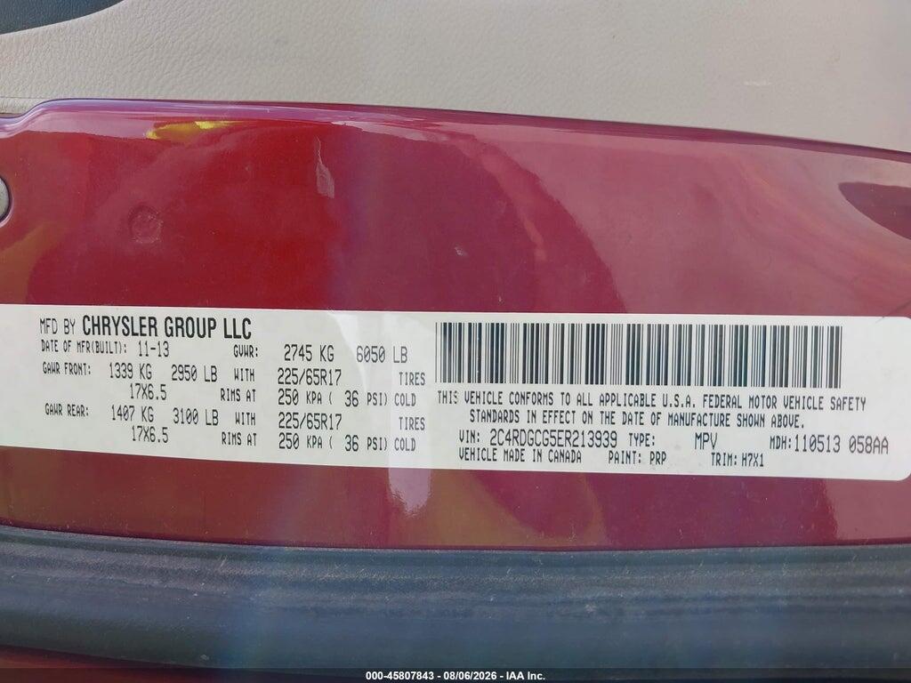 2C4RDGCG5ER213939 2014 DODGE GRAND CARAVAN photo no. 9