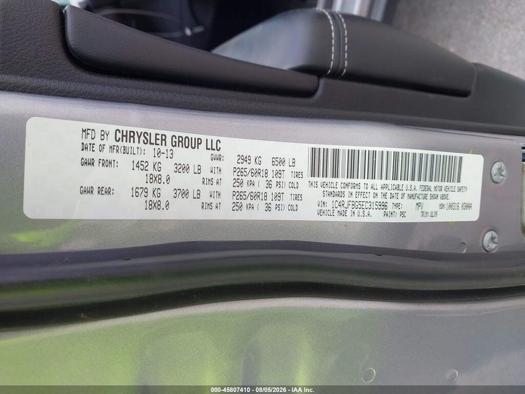 1C4RJFBG5EC315996 2014 JEEP GRAND CHEROKEE photo no. 9