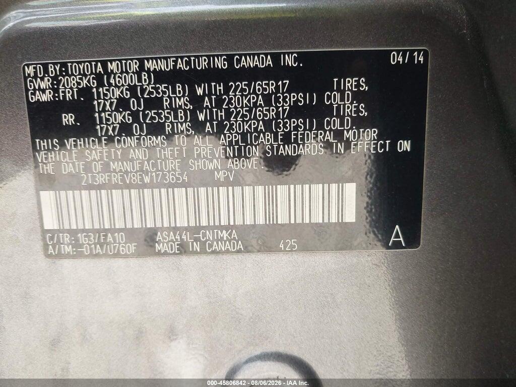 2T3RFREV8EW173654 2014 TOYOTA RAV4 photo no. 9