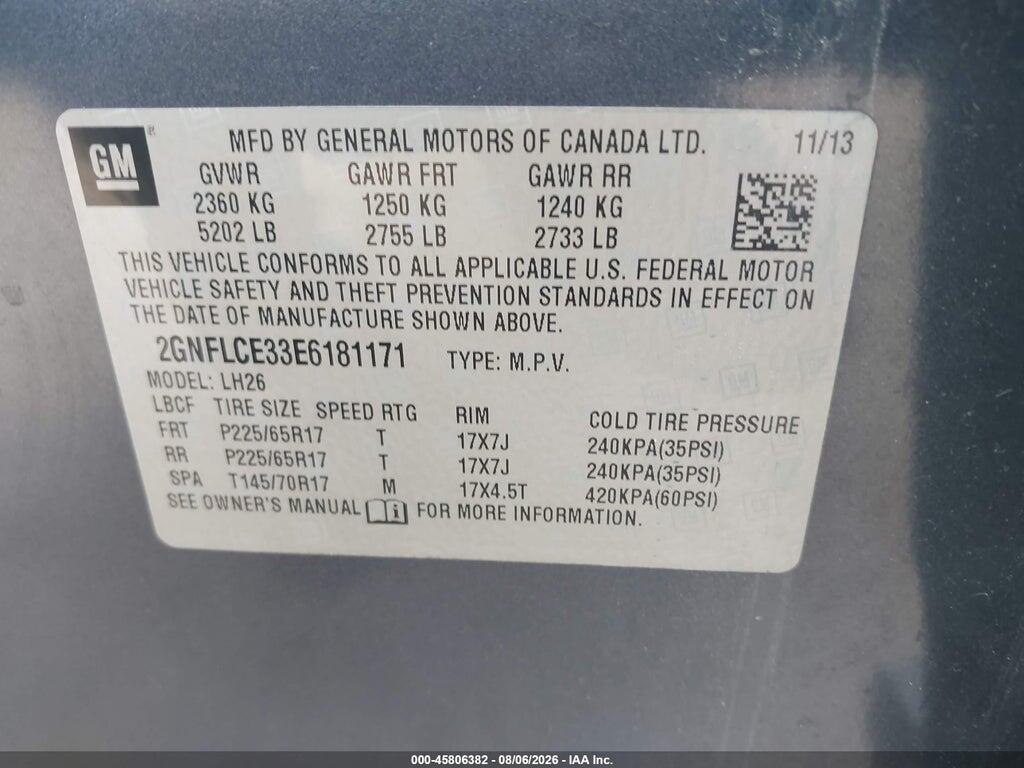 2GNFLCE33E6181171 2014 CHEVROLET EQUINOX photo no. 9