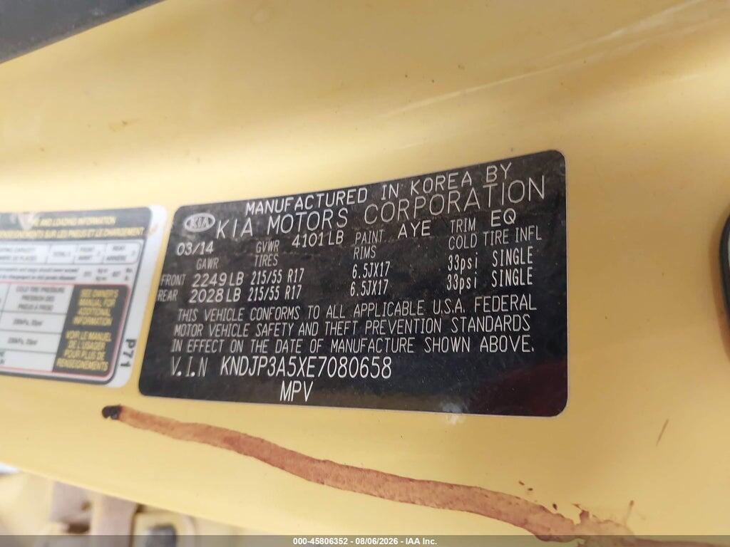 KNDJP3A5XE7080658 2014 KIA SOUL photo no. 9