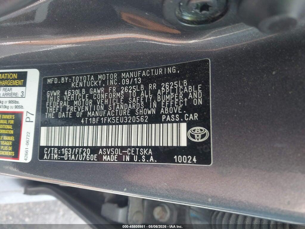 4T1BF1FK5EU320562 2014 TOYOTA CAMRY photo no. 9