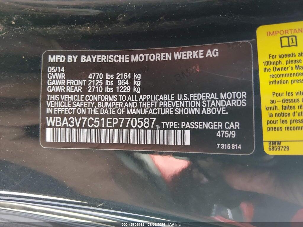 WBA3V7C51EP770587 2014 BMW 428I photo no. 9
