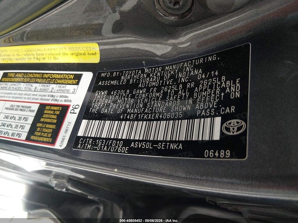 4T4BF1FKXER406035 2014 TOYOTA CAMRY photo no. 9