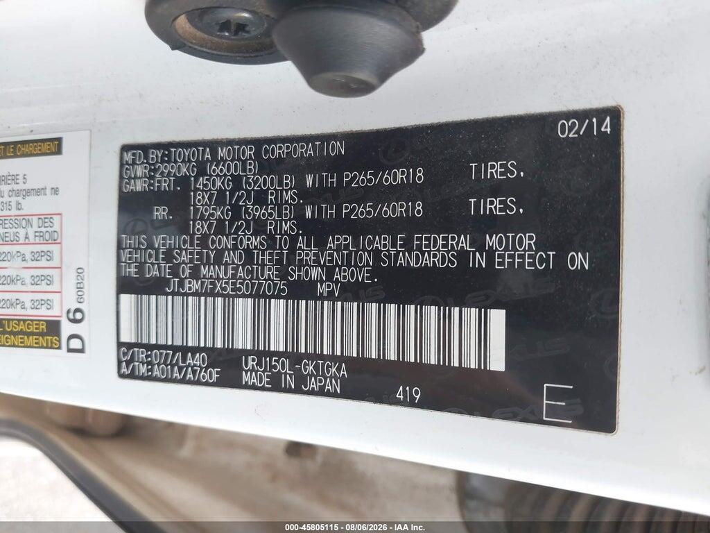 JTJBM7FX5E5077075 2014 LEXUS GX 460 photo no. 9