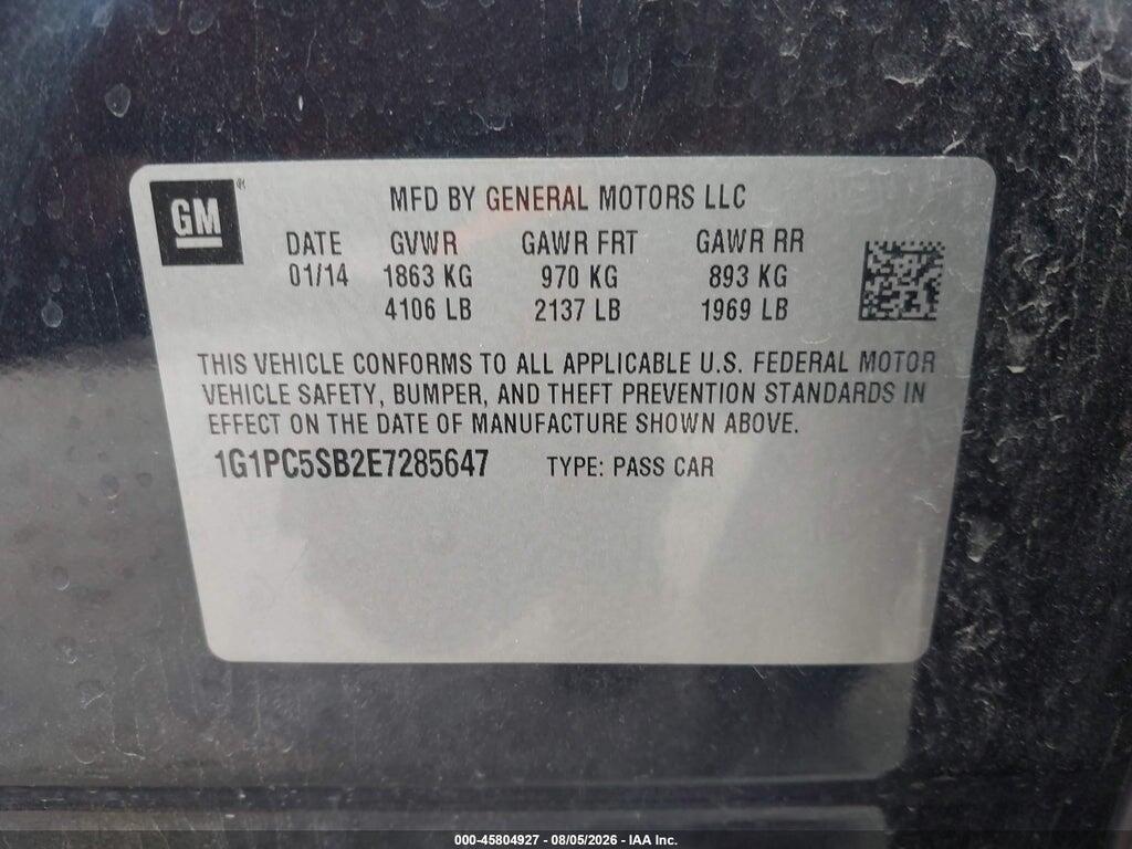 1G1PC5SB2E7285647 2014 CHEVROLET CRUZE photo no. 9
