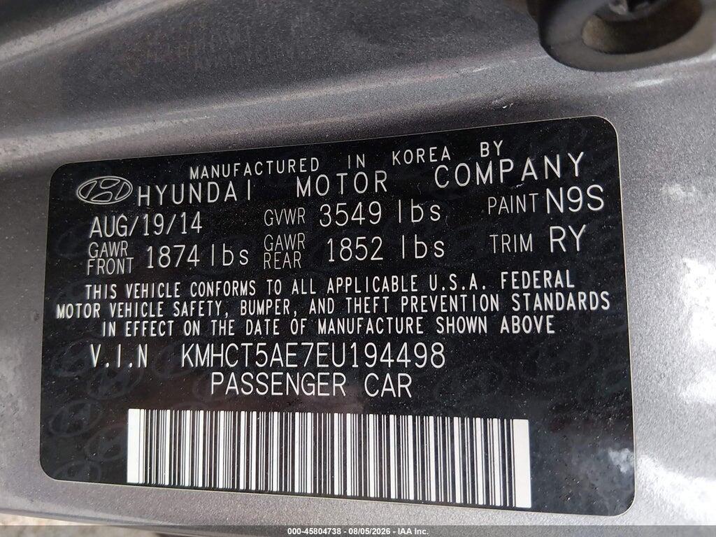 KMHCT5AE7EU194498 2014 HYUNDAI ACCENT photo no. 9
