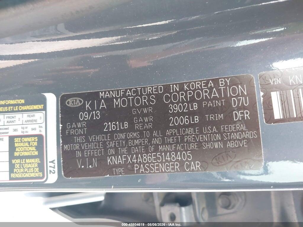 KNAFX4A86E5148405 2014 KIA FORTE photo no. 9