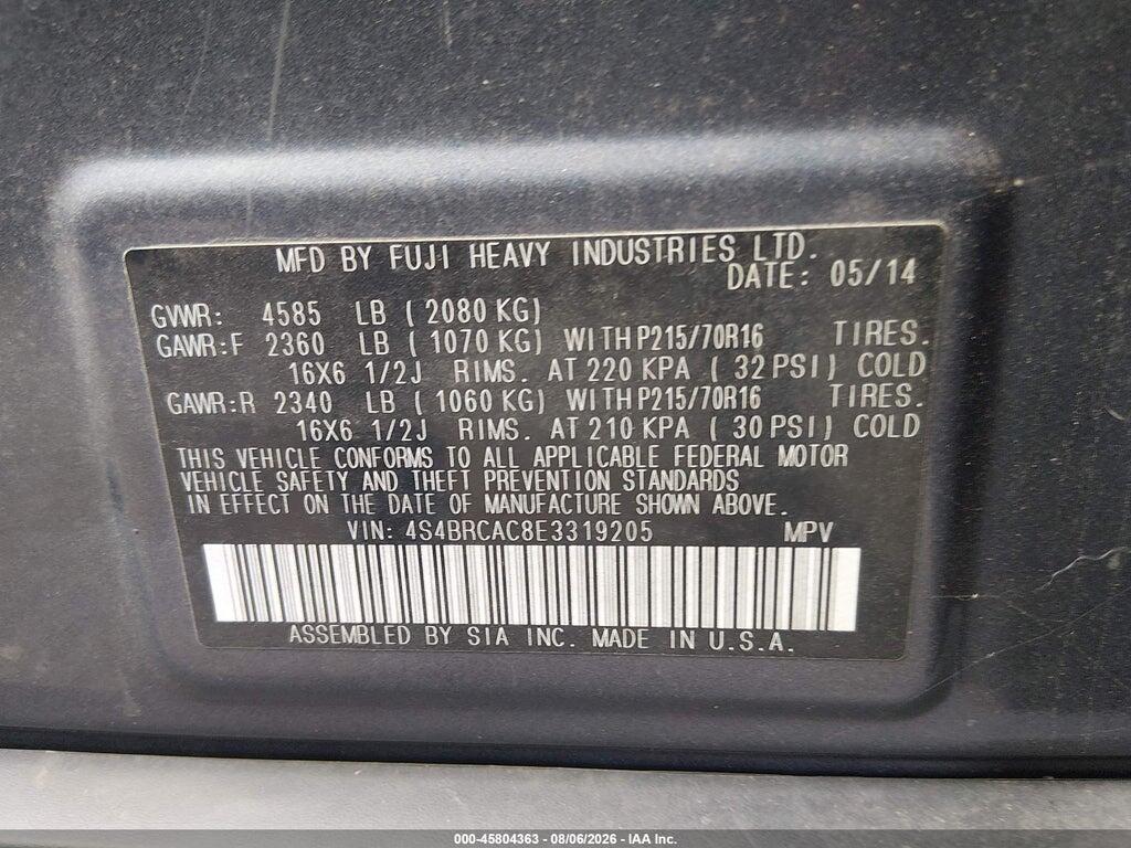 4S4BRCAC8E3319205 2014 SUBARU OUTBACK photo no. 9