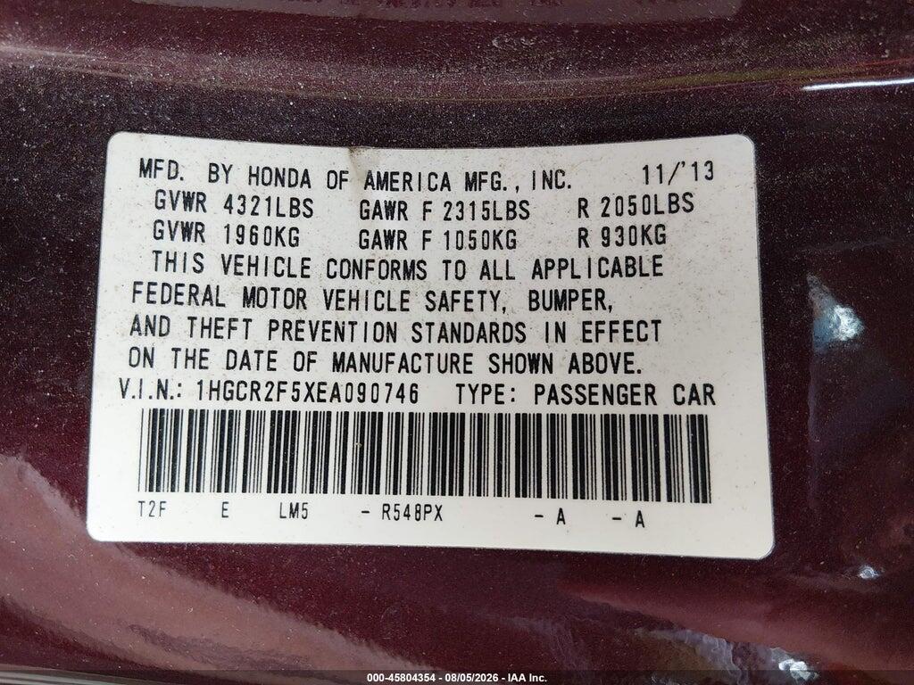 1HGCR2F5XEA090746 2014 HONDA ACCORD photo no. 9