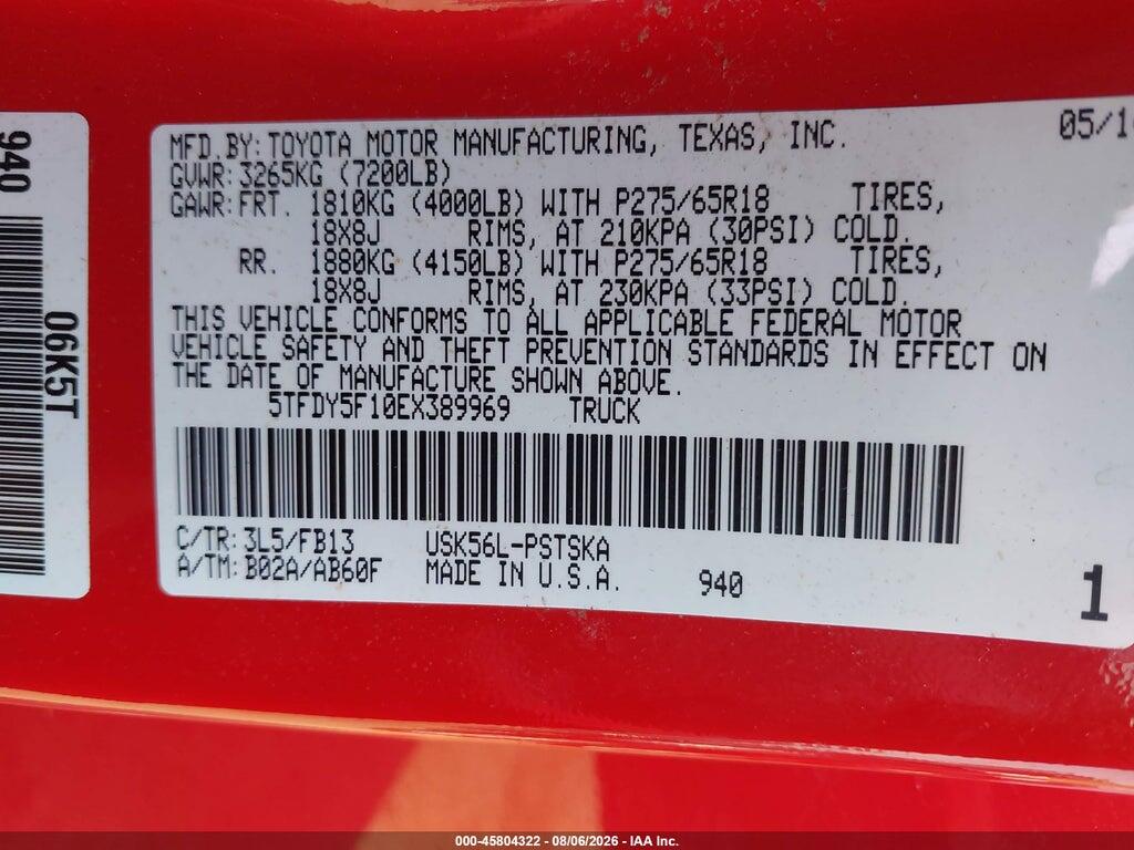 5TFDY5F10EX389969 2014 TOYOTA TUNDRA photo no. 9