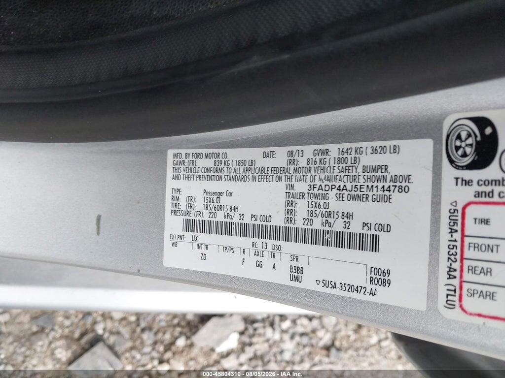 3FADP4AJ5EM144780 2014 FORD FIESTA photo no. 9